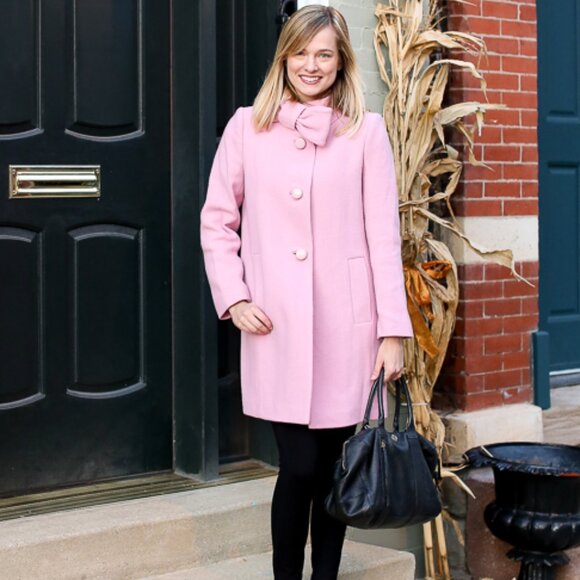 Kate Spade New York Bow Neck Wool Coat Black Size 10 - Picture 2 of 8